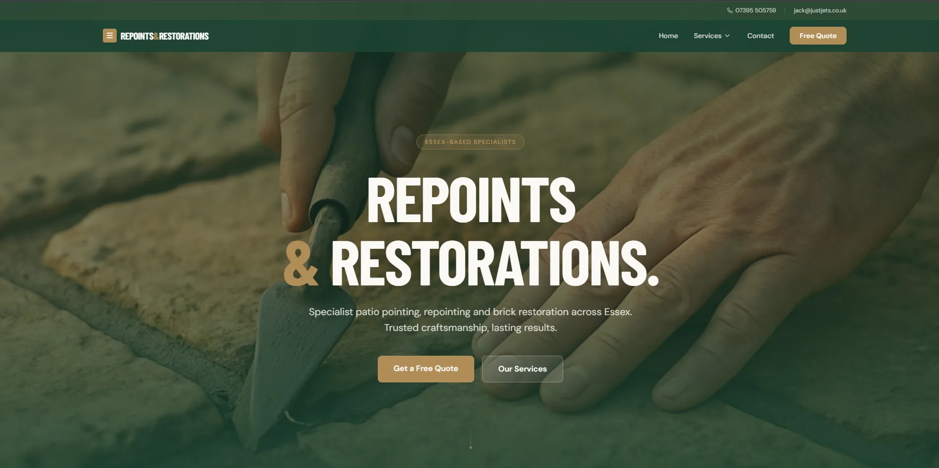 Repoints & Restorations website, built by Conolink